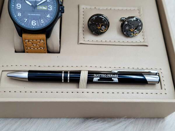 Set bărbătesc Cadou Matteo Ferari, Ceas, Butoni si pix metalic MF024B110G