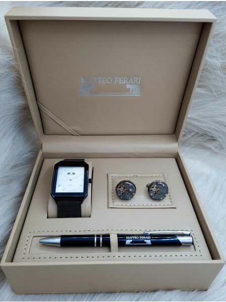 Set bărbătesc Cadou Matteo Ferari, Ceas, Butoni si pix metalic MF008B110G