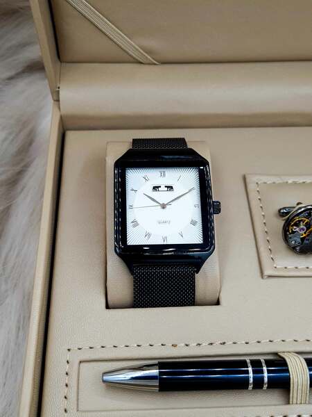 Set bărbătesc Cadou Matteo Ferari, Ceas, Butoni si pix metalic MF008B110G