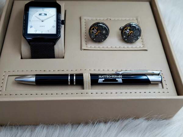 Set bărbătesc Cadou Matteo Ferari, Ceas, Butoni si pix metalic MF008B110G