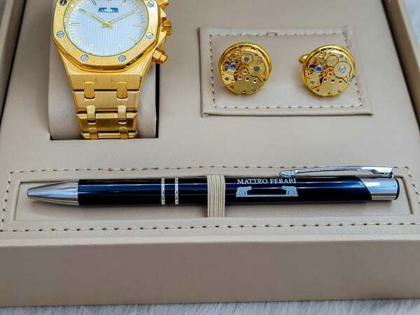 Set bărbătesc Cadou Matteo Ferari, Ceas, Butoni si pix metalic MF009B110G
