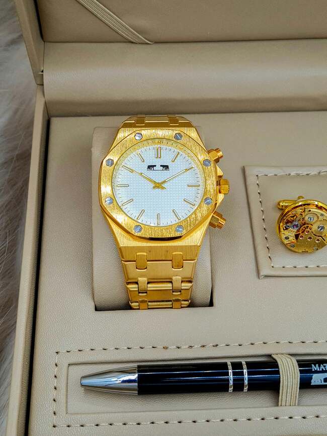 Set bărbătesc Cadou Matteo Ferari, Ceas, Butoni si pix metalic MF009B110G