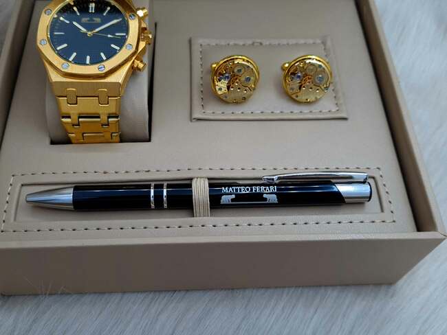 Set bărbătesc Cadou Matteo Ferari, Ceas, Butoni si pix metalic MF010B110G