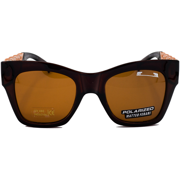 Ochelari de soare rectangulari maro pentru Femei, UV400, MFJH-005BR