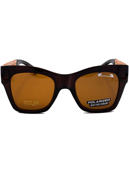 Ochelari de soare rectangulari maro pentru Femei, UV400, MFJH-005BR