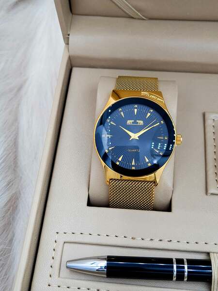 Set bărbătesc Cadou Matteo Ferari, Ceas, Butoni si pix metalic MF016B110G