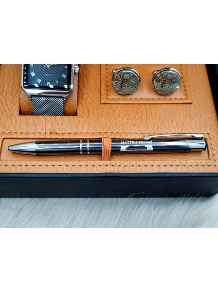 Set bărbătesc Cadou Matteo Ferari, Ceas, Butoni si pix metalic MF012B110G