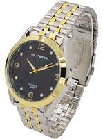 Ceas bărbătesc casual Ulysses WM001BKSG bicolor cu ecranul negru lateral stânga