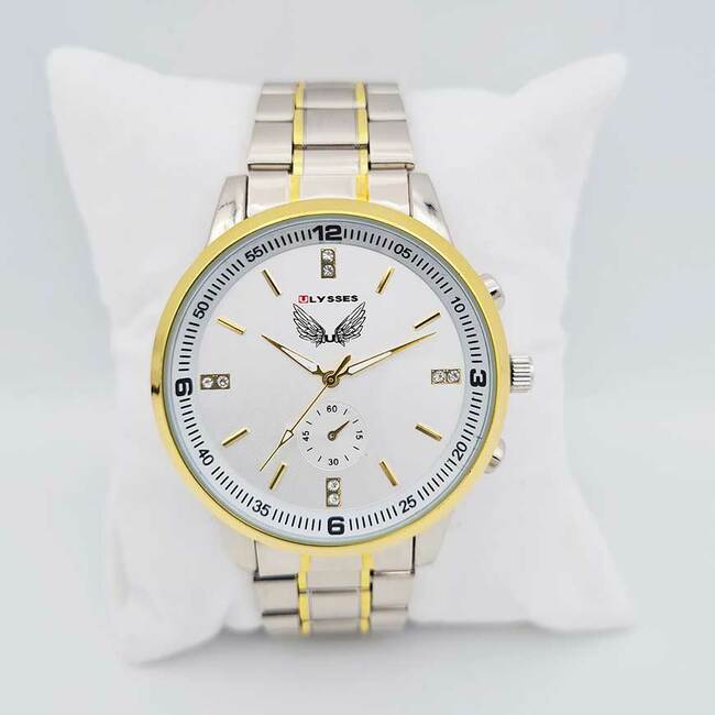 Ceas bărbătesc casual cu ecran alb Ulysses WM005BKSG