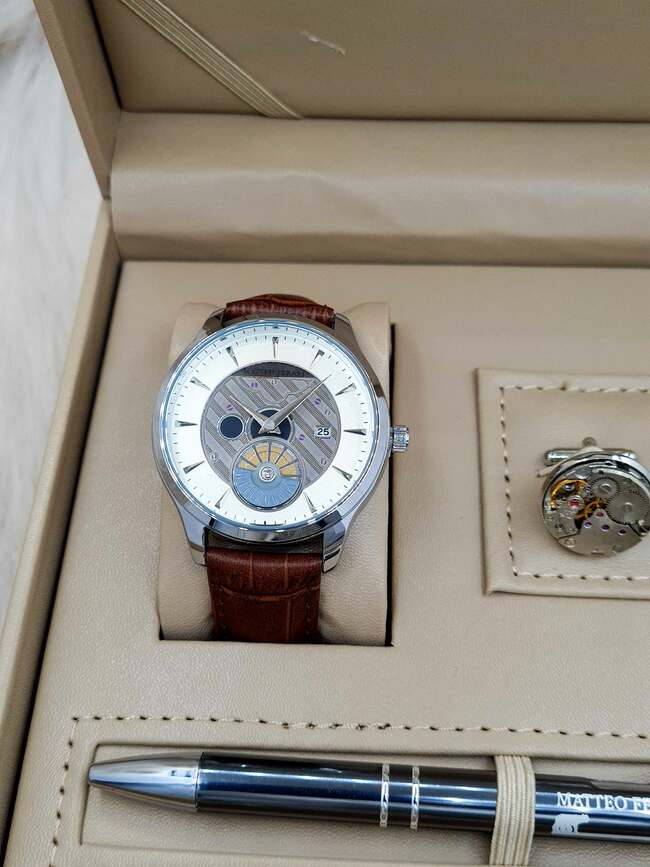 Set bărbătesc Cadou Matteo Ferari, Ceas, Butoni si pix metalic MF017B110G