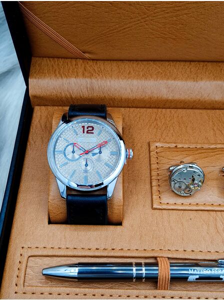 Set bărbătesc Cadou Matteo Ferari, Ceas, Butoni si pix metalic MF018B110G