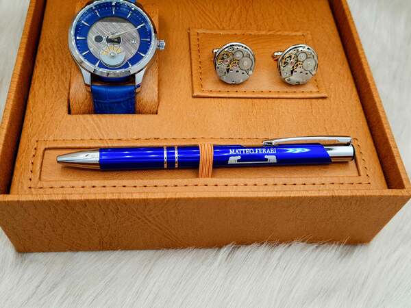 Set bărbătesc Cadou Matteo Ferari, Ceas, Butoni si pix metalic MF019B110G