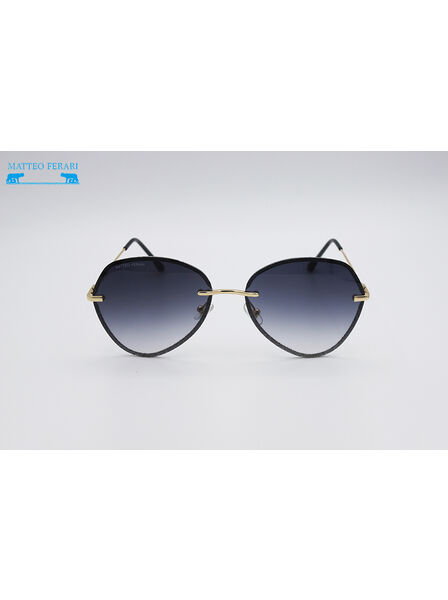 Ochelari de soare Matteo Ferari pentru Femei, Ramă Aurie, Lentile negre gradient, MFJH-096BK