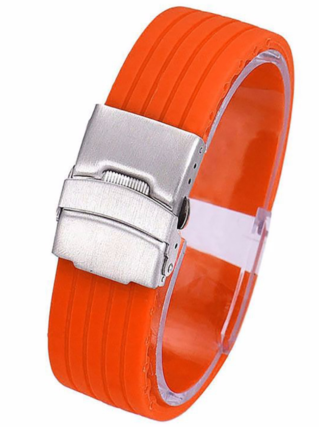 Curea de ceas din silicon cu deployant, Portocaliu, 24mm CC10SIL