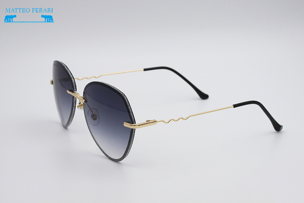 Ochelari de soare Matteo Ferari pentru Femei, Ramă Aurie, Lentile negre gradient, MFJH-096BK