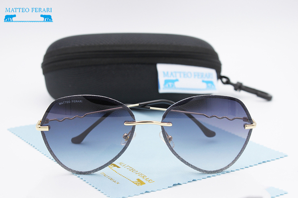 Ochelari de soare Matteo Ferari pentru Femei, Ramă Aurie, Lentile negre gradient, MFJH-096BK