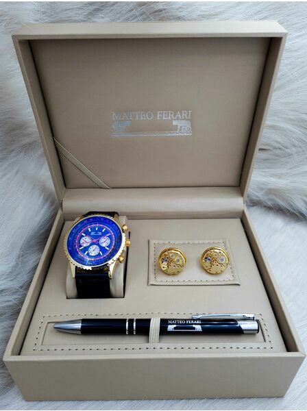 Set bărbătesc Cadou Matteo Ferari, Ceas, Butoni si pix metalic MF031B110G
