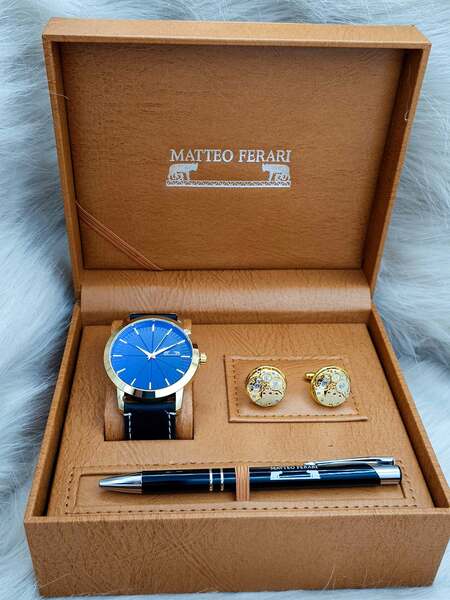 Set bărbătesc Cadou Matteo Ferari, Ceas, Butoni si pix metalic MF027B110G