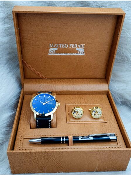 Set bărbătesc Cadou Matteo Ferari, Ceas, Butoni si pix metalic MF027B110G