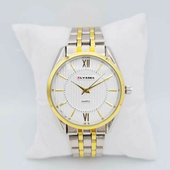 Ceas bărbătesc bicolor cu ecran alb Ulysses WM009WTSG