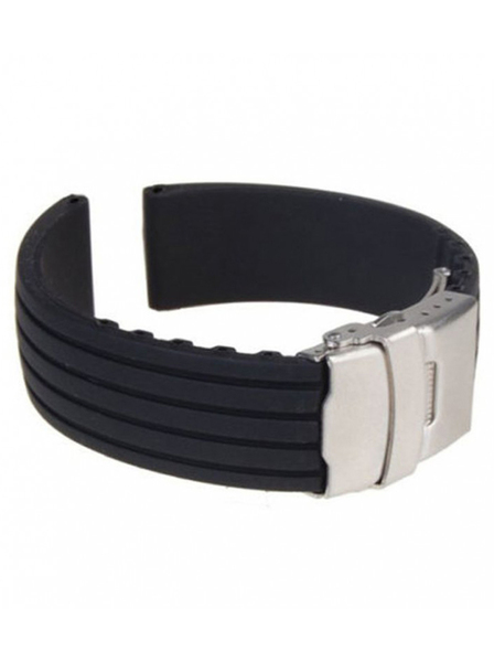 Curea de ceas din silicon cu deployant, Negru, 20mm CC10SIL