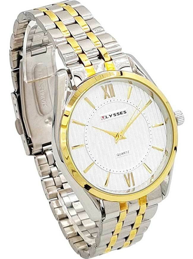 Ceas bărbătesc bicolor cu ecran alb Ulysses WM009WTSG