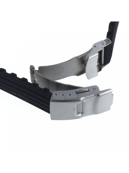 Curea de ceas din silicon cu deployant, Negru, 18mm CC10SIL