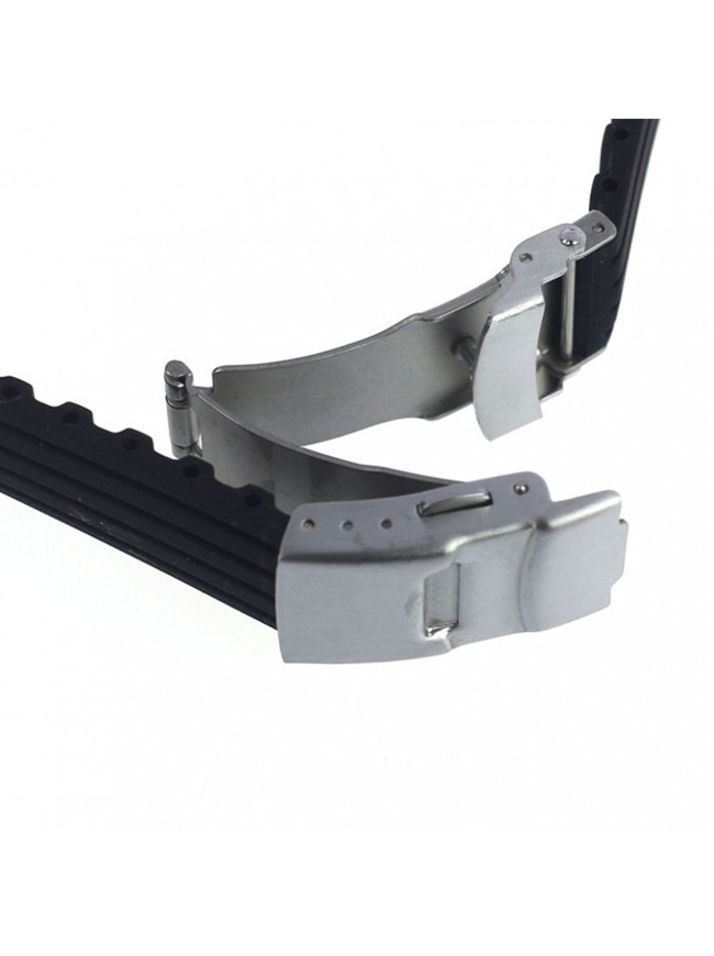 Curea de ceas din silicon cu deployant, Negru, 18mm CC10SIL