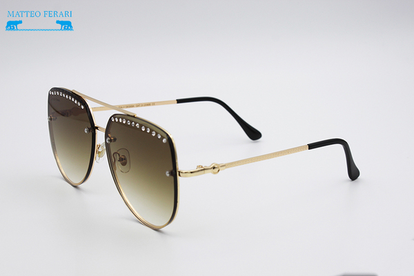 Ochelari de Soare pentru Femei Matteo Ferari cu Rame Aurii și Lentile Gradient Maro, MFJH-090BR