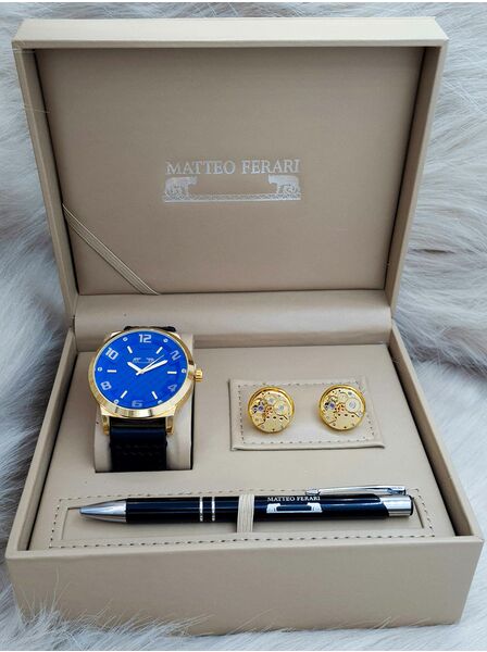 Set bărbătesc Cadou Matteo Ferari, Ceas, Butoni si pix metalic MF030B110G