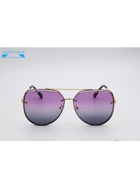 Ochelari de Soare pentru Femei cu Rame Aurii și Lentile Gradient Mov, MFJH-090V