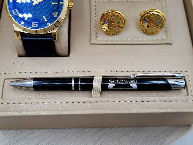 Set bărbătesc Cadou Matteo Ferari, Ceas, Butoni si pix metalic MF030B110G