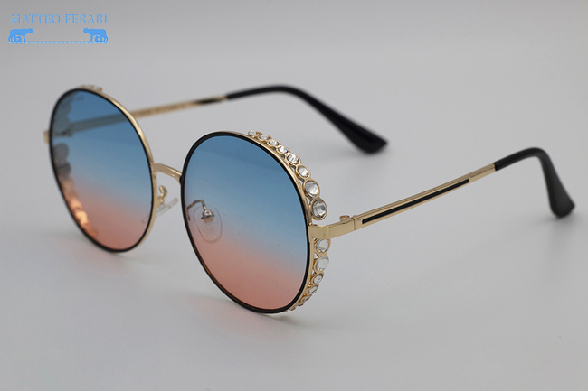 Ochelari de soare Matteo Feari Aurii cu lentile Albastre Gradient MFJH-079PK