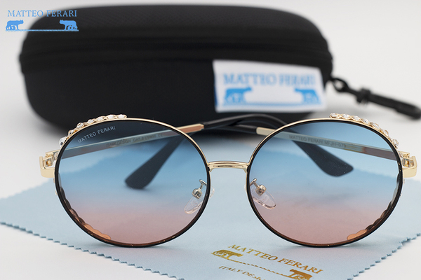 Ochelari de soare Matteo Feari Aurii cu lentile Albastre Gradient MFJH-079PK