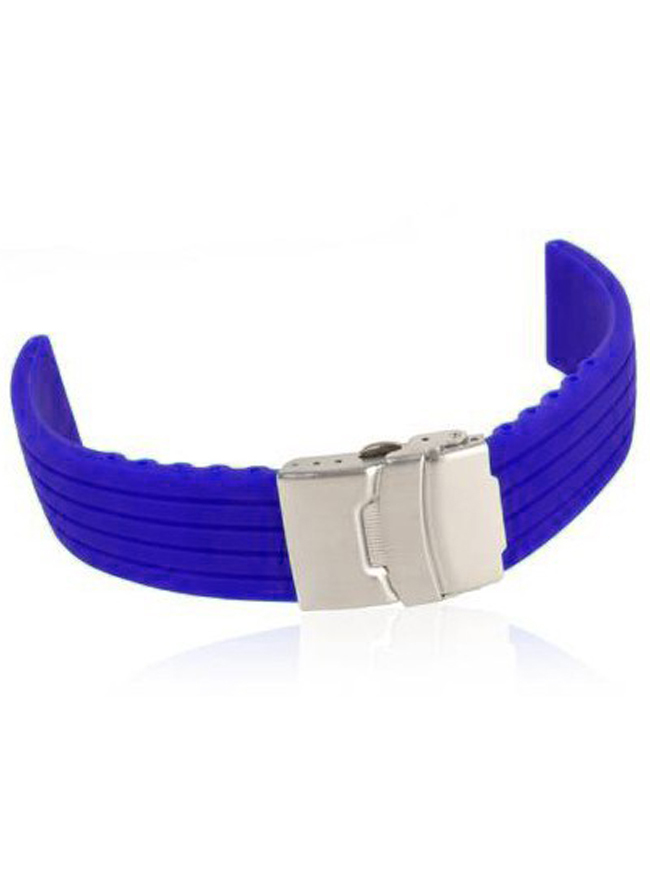 Curea de ceas din silicon cu deployant, Albastru, 24mm CC10SIL