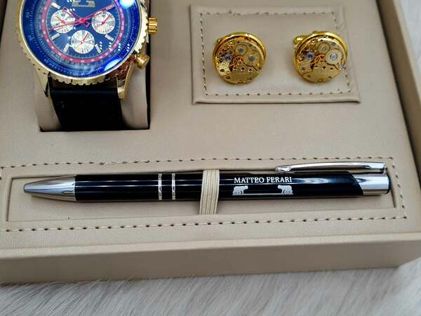 Set bărbătesc Cadou Matteo Ferari, Ceas, Butoni si pix metalic MF031B110G