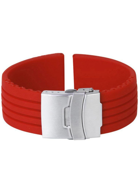 Curea de ceas din silicon cu deployant, Roșu, 22mm CC10SIL
