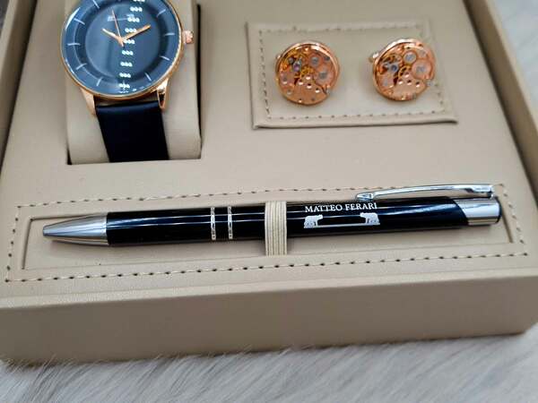 Set bărbătesc Cadou Matteo Ferari, Ceas, Butoni si pix metalic MF038B110G