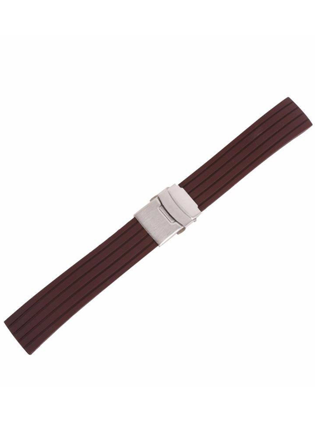 Curea de ceas din silicon cu deployant, Maro, 22mm CC10SIL