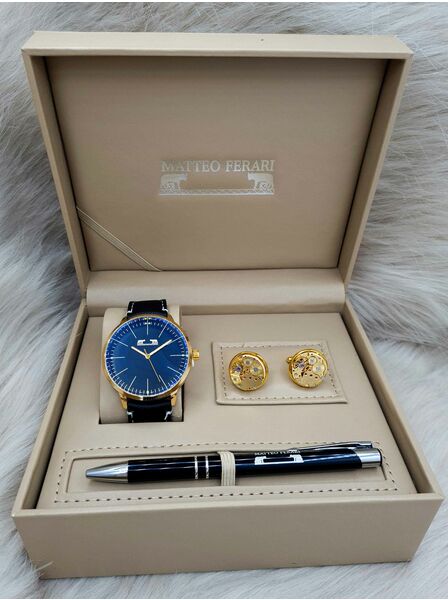 Set bărbătesc Cadou Matteo Ferari, Ceas, Butoni si pix metalic MF041B110G
